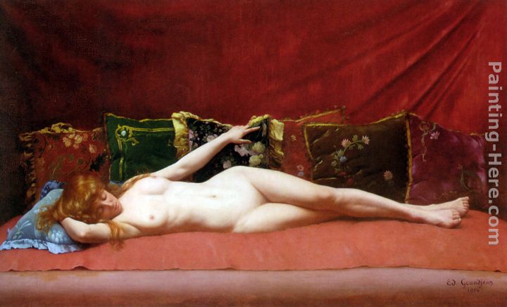 Femme nue allongee painting - Edmond Grandjean Femme nue allongee art painting